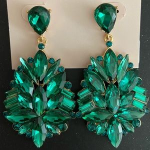 Green pageant earrings